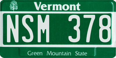 VT license plate NSM378