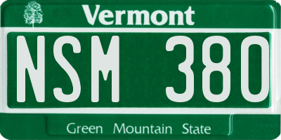 VT license plate NSM380