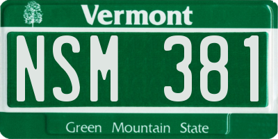 VT license plate NSM381