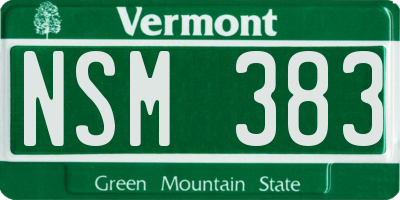 VT license plate NSM383