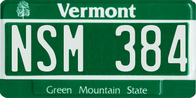 VT license plate NSM384