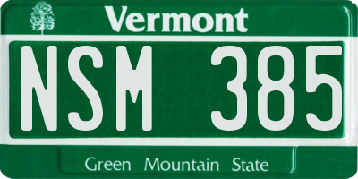 VT license plate NSM385