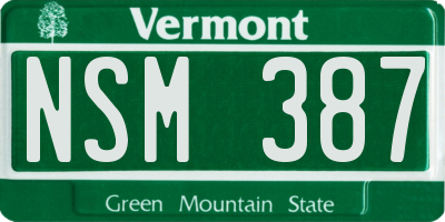 VT license plate NSM387