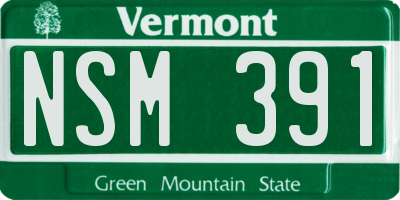 VT license plate NSM391
