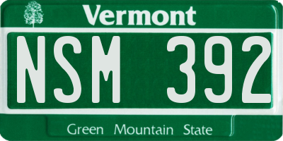 VT license plate NSM392