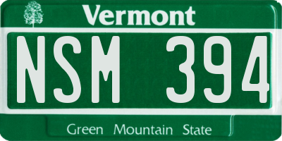 VT license plate NSM394
