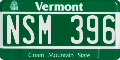 VT license plate NSM396