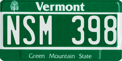 VT license plate NSM398