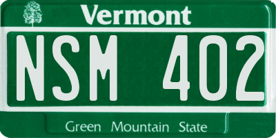 VT license plate NSM402