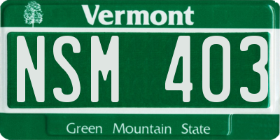 VT license plate NSM403