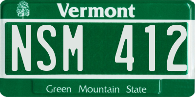 VT license plate NSM412