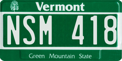 VT license plate NSM418