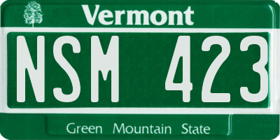 VT license plate NSM423