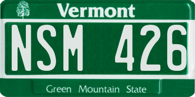 VT license plate NSM426