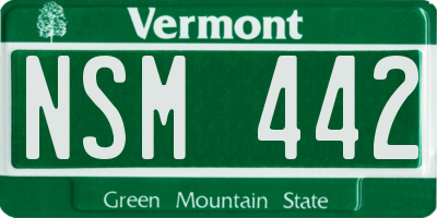 VT license plate NSM442