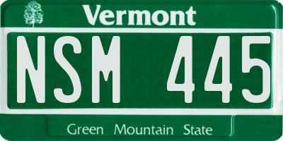 VT license plate NSM445