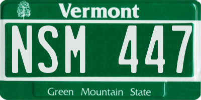 VT license plate NSM447