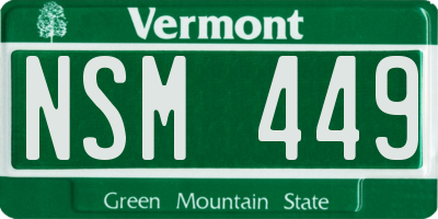 VT license plate NSM449