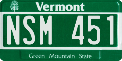 VT license plate NSM451
