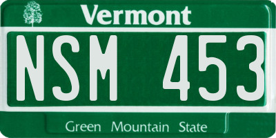 VT license plate NSM453