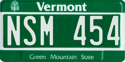 VT license plate NSM454