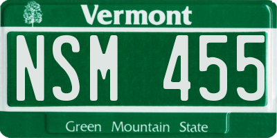 VT license plate NSM455