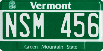VT license plate NSM456