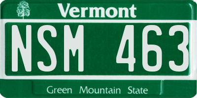 VT license plate NSM463