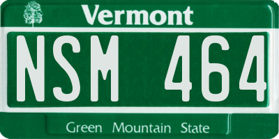 VT license plate NSM464