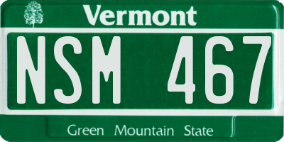 VT license plate NSM467