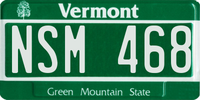 VT license plate NSM468