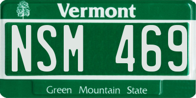 VT license plate NSM469