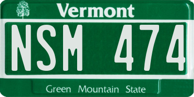 VT license plate NSM474