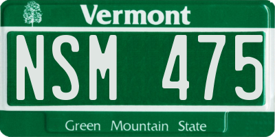VT license plate NSM475