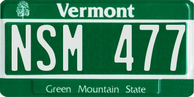 VT license plate NSM477