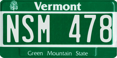 VT license plate NSM478