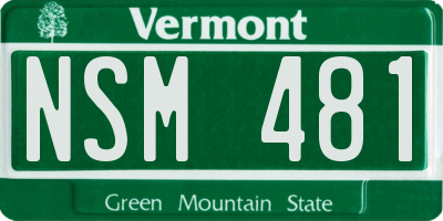VT license plate NSM481