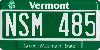 VT license plate NSM485