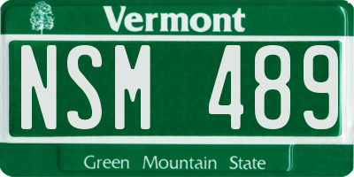 VT license plate NSM489