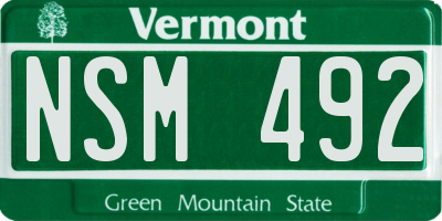 VT license plate NSM492