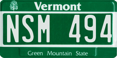 VT license plate NSM494