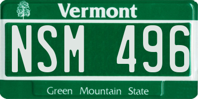 VT license plate NSM496