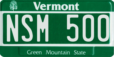 VT license plate NSM500