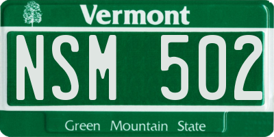VT license plate NSM502
