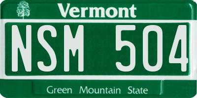 VT license plate NSM504