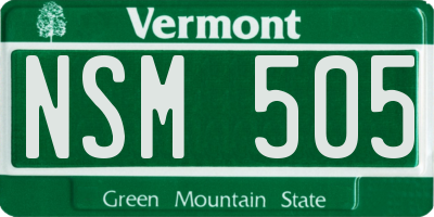 VT license plate NSM505