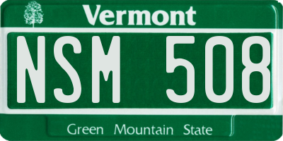 VT license plate NSM508