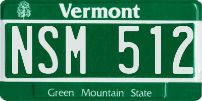 VT license plate NSM512