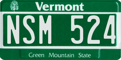 VT license plate NSM524