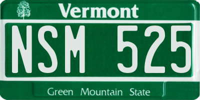 VT license plate NSM525